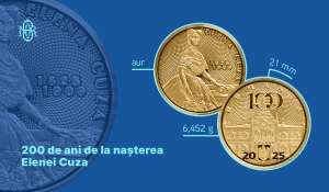 BNR lansează în circuitul numismatic o monedă din aur cu tema 200 de ani de la naşterea Elenei Cuza